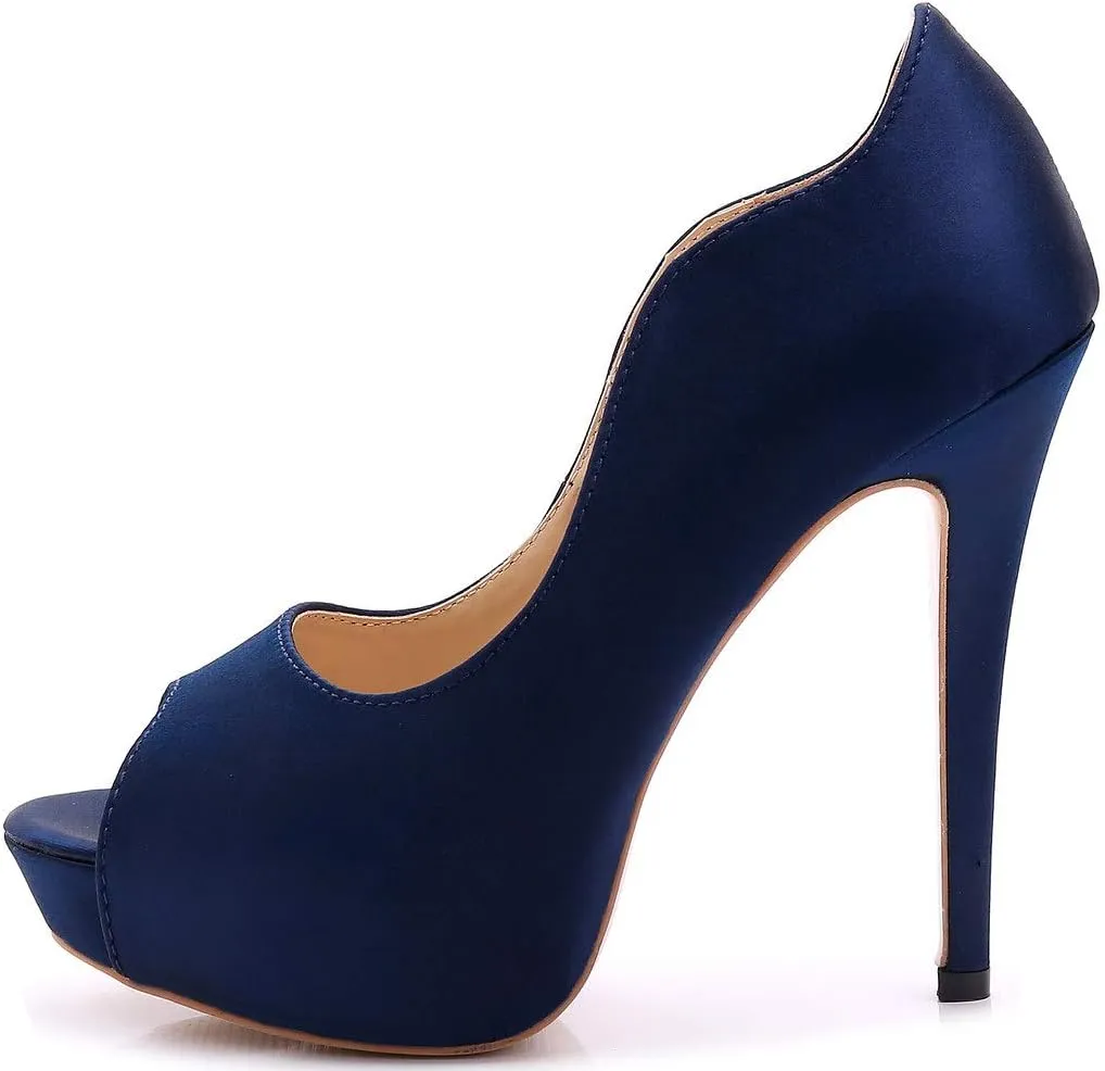 YooPrettyz Women Peep Toe Satin Shoe Wedding Stiletto Shoes Evening Pumps Bridal High Heels
