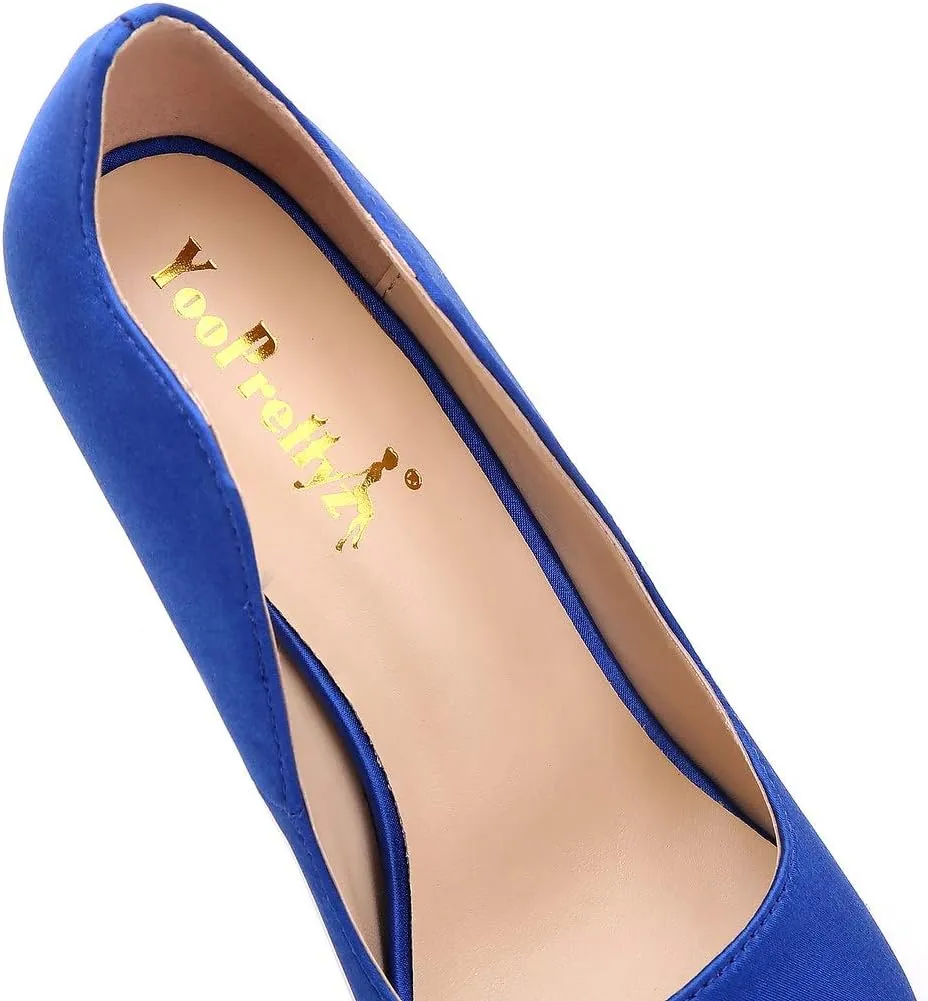 YooPrettyz Women Peep Toe Satin Shoe Wedding Stiletto Shoes Evening Pumps Bridal High Heels