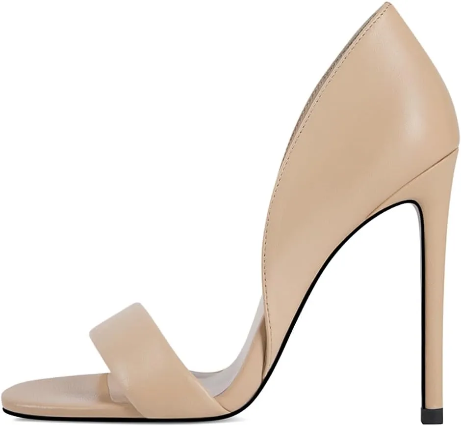 Zszszsu Women's Sexy Open Toe Stiletto High Heel Pump Fashion Single Strap Slip On Sandals Slides Party Dress Prom Shoes Size 4-16 US