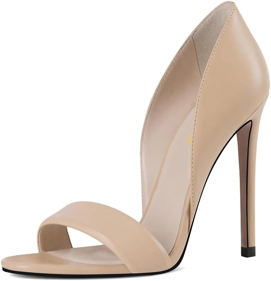 Zszszsu Women's Sexy Open Toe Stiletto High Heel Pump Fashion Single Strap Slip On Sandals Slides Party Dress Prom Shoes Size 4-16 US
