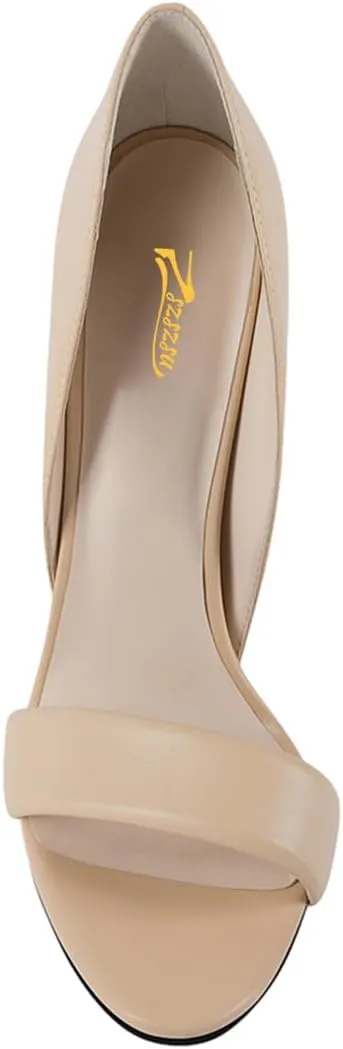 Zszszsu Women's Sexy Open Toe Stiletto High Heel Pump Fashion Single Strap Slip On Sandals Slides Party Dress Prom Shoes Size 4-16 US